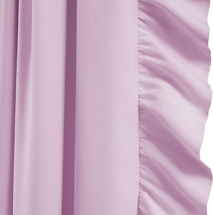 Lush Decor Reyna Ruffle Window Curtain Panel Set, Pair, 54" W x 84" L, Lilac - Flowy Curtain Set - Romantic Ruffle Curtains for Bedroom, Living room, or Dining Room - Farmhouse & Cottage Home Decor