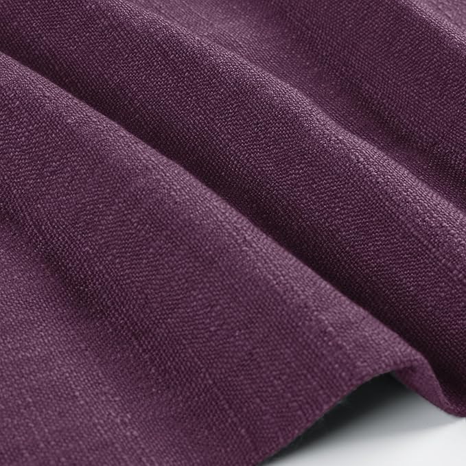 TWOPAGES 52" W x 36" L Linen Blend Cafe Curtains for Kitchen Window, Light Filtering Pinch Pleated Tier Curtains, Modern Farmhouse Half Window Curtains for Bathroom, Plum, 2 Panels