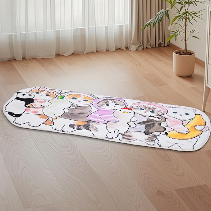 Cat Rugs, 1.3' X 3.9' Small Cute Irregular Shaped Rug for Bedroom Bathroom Room, Funny Cartoon Pet Area Carpet Kid Rugs, Cat Decor Dog Shaped Pet and Children Entryway Runner Rug (C Party Cat)