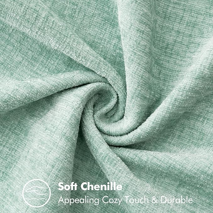 MIULEE Pack of 2 Summer Throw Pillow Covers 18x18 Inch Aqua Green Farmhouse Decorative Pillow Covers with Stitched Edge Soft Chenille Solid Dyed Pillow Covers for Couch Sofa Bed Living Room