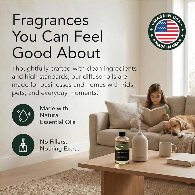 Aroma Country Asian Lily Luxury Diffuser Oil Refill (8.5 Fl Oz) | Hotel-Inspired • Long-Lasting Home Fragrance • for Aromatherapy, Reed Diffusers, Diffuser Machines & Room Sprays