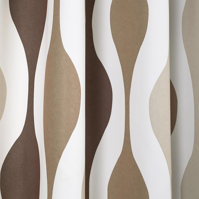 Lush Decor Mid Century Geo Room Darkening Window Curtain Panels Pair 52" W x 84" L Neutral - Retro Curtains for Living Room - Vintage Drapes