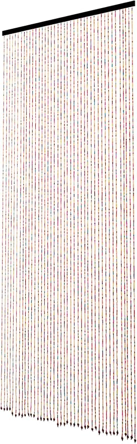 Rainbow Wooden Bead Curtain 36” x 79” – 41 Strands Colorful Boho Doorway Curtain, Bamboo Style Room Divider, Easy Install Hanging Beads for Door, Window & Home Decor(Rainbow)