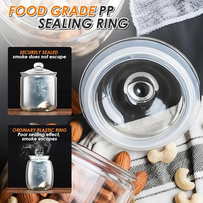 Masthome 1 Gallon Glass Cookie Jar with Airtight Lid, Large Clear Glass Storage Canister, Wide Mouth Food Storage Container for Pantry, Kitchen, Flour, Sugar, Pasta, Cookies, Candy, Dog Treats
