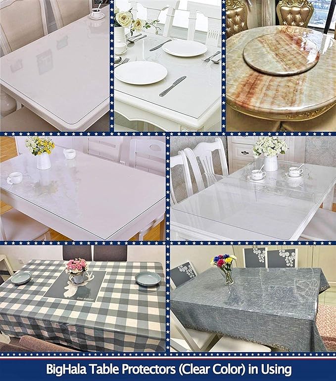 Table Protector Tablecloth Protector Clear Plastic Tablecloth Waterproof Wipeable Vinyl PVC for Rectangle Dining Tables Mat Pad Furniture Protector Good for 42" or 44" x 96 Inch Table 110 X 243 CM