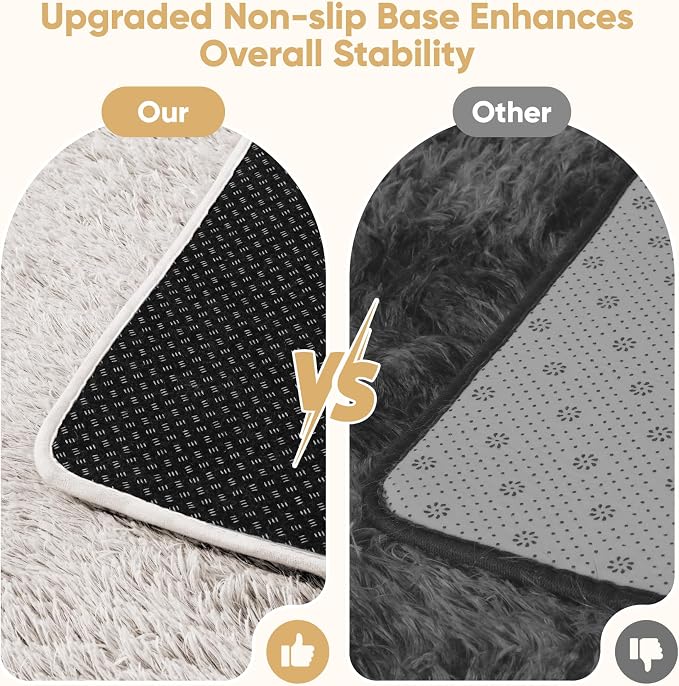 Area Rug for Living Room Bedroom: 9x12 White Soft Fluffy Shag Upgrade Non-Slip High Pile Carpet Large Fuzzy Plush Indoor Floor Decor Shaggy Rug for Kid Boys Girls Dorms Playroom Nursery Modern Home