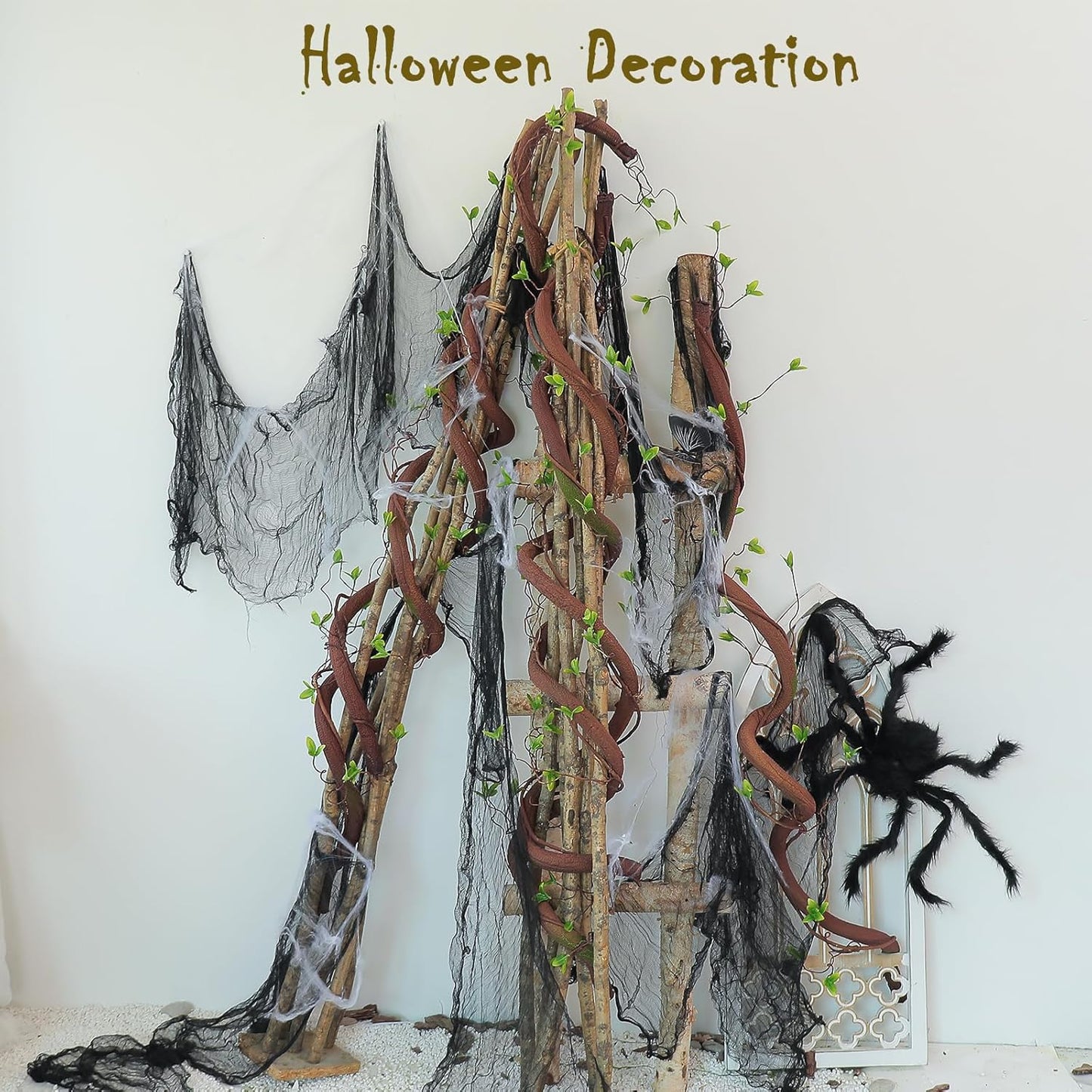 Bendable 63in Artificial Tree Twigs Cane Vine Branches Fake Plants Trunk Garland with Leaves for Home Wedding Garden Wall Hanging X'Mas Christmas Thanksgiving Day Decoration