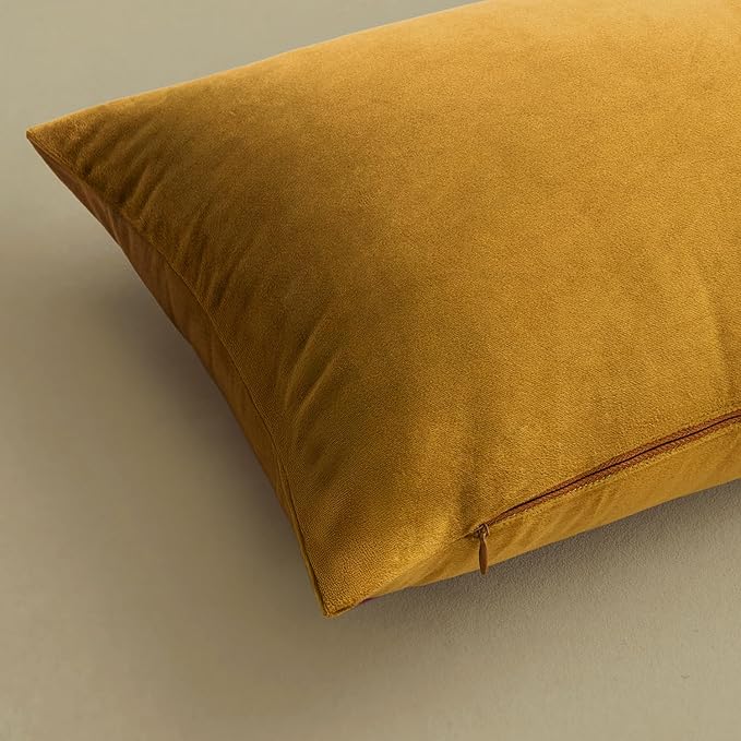 MIULEE Pack of 2 Mustard Yellow Pillow Covers 20x20 Inch Decorative Velvet Throw Pillow Covers Modern Soft Couch Throw Pillows Farmhouse Spring Home Decor for Sofa Bedroom Living Room