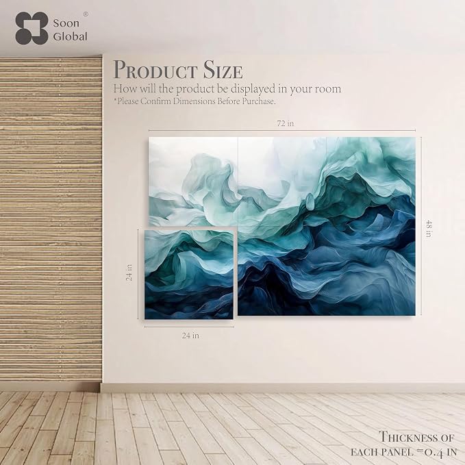 Soon Global Acoustical Wall Panels, 72 X 48 Inches Art Acoustic Panels, Decorative Acoustic Panels, Acoustic Wall Panels, Sound Absorbing Wall Art, Aqua Dreams