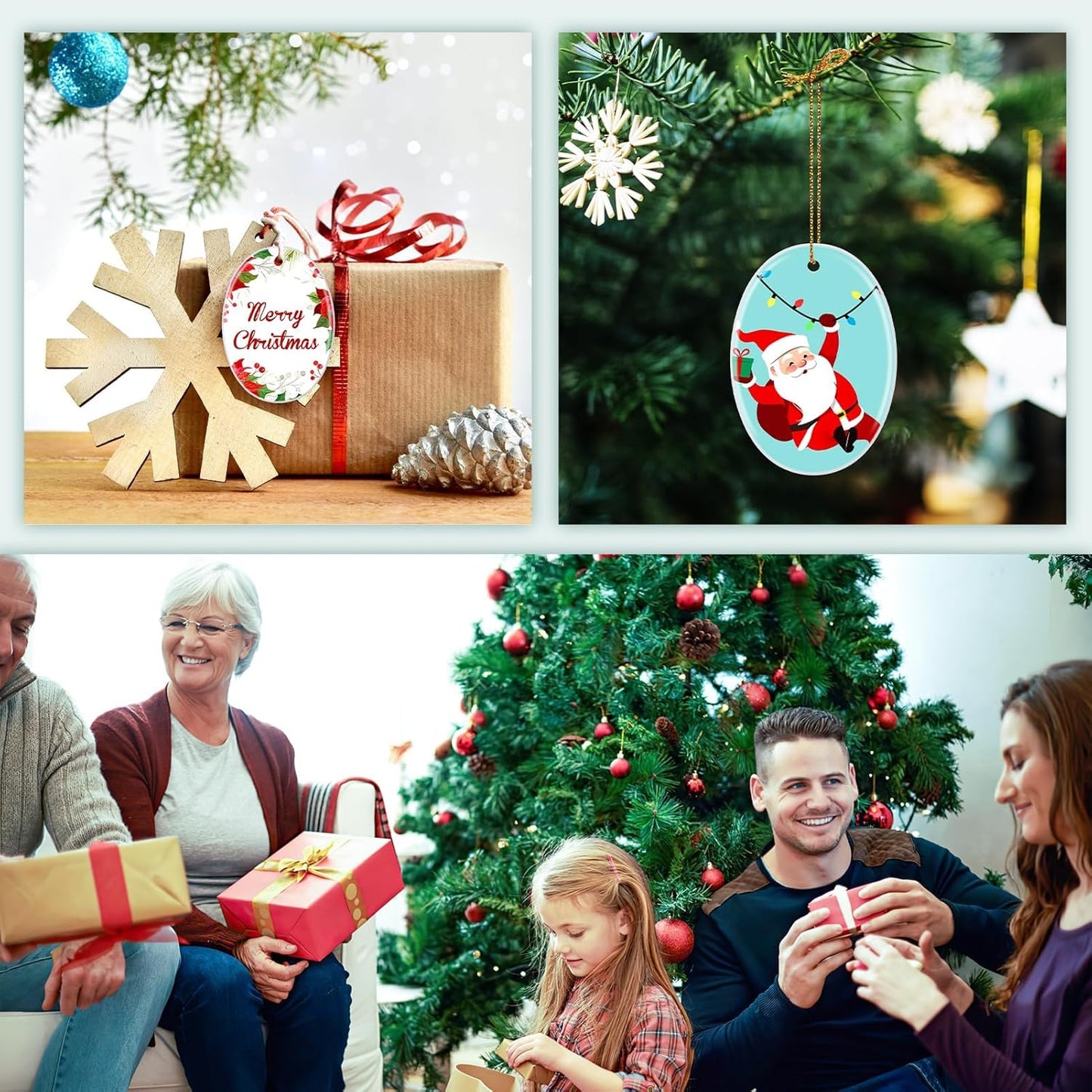 Personalized Christmas Ornaments 2025, Ceramic Custom Photo Text Hanging Ornament Customized Christmas Tree Decorations Gift for Family, Kids, Friends, Couples, Wedding