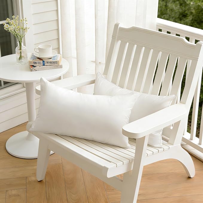 Oubonun 18x18 Outdoor Pillow Inserts (Pack of 4) - Square Waterproof Throw Pillow - Decorative Throw Pillows Insert for Couch Sofa Bed Patio Furniture - White Pillows