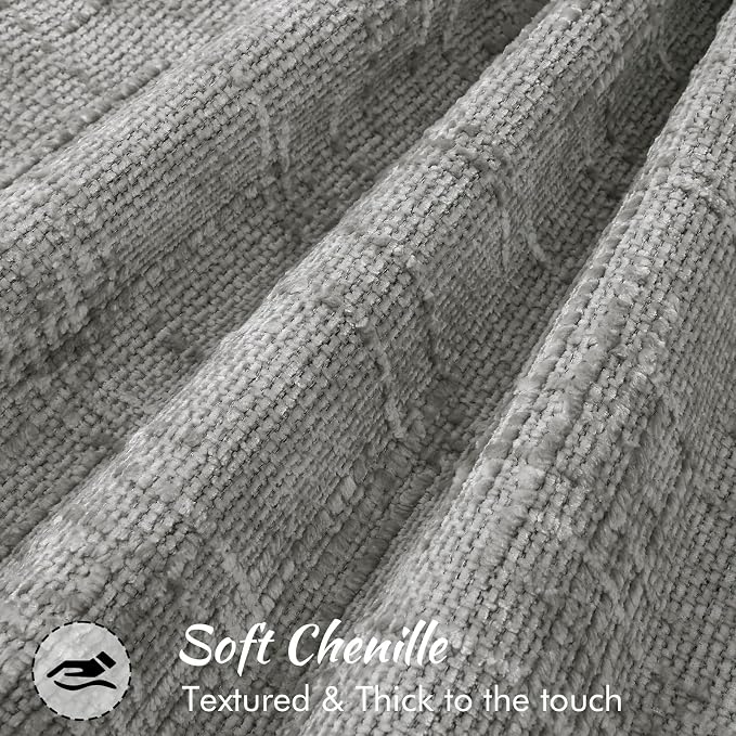 decorUhome Chenille Throw Pillow Covers 20x20 Set of 2, Soft Textured Slubby Modern Decorative Pillow Covers with Elegant Design for Couch, Sofa, Living Room, Grey