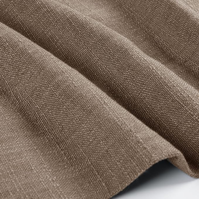 TWOPAGES 42" W x 36" L Linen Blend Cafe Curtains for Kitchen Window, Light Filtering Pinch Pleated Tier Curtains, Modern Farmhouse Half Window Curtains for Bathroom, Rust Brown, 2 Panels