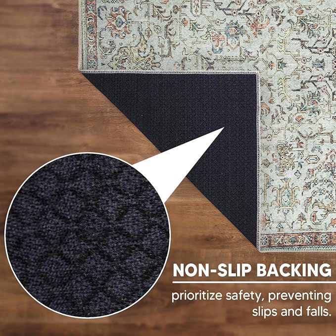Keen Home Design 30"x120" Rug - Machine Washable Runner Rug with Non-Slip Backing, Ideal for Hallway, Entryway, Kitchen, Laundry Room - Vintage, Easy Clean, Durable, Low Pile - (2'6" x 10')