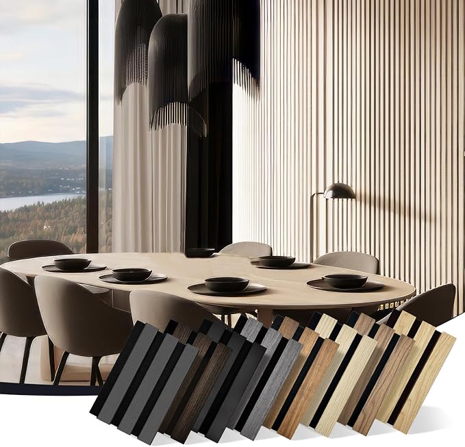 RITOLLO Wood Panels for Wall 4.92"×7.68" Acoustic Panels for Interior Wall Decor, 3D Wood Slat Wall Panel/Fluted Sound Absorbing Panel - 8 Color Samples 8 Pack