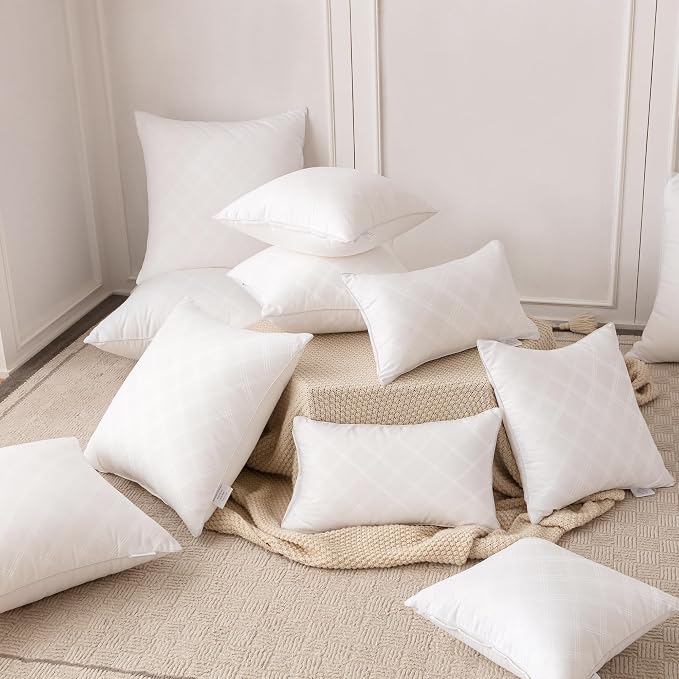 Oubonun 20x20 Throw Pillows Inserts Pack of 2, Decorative White Square Pillow Inserts, Premium Fluffy Pillow Insert Pair for Sofa Couch Living Room