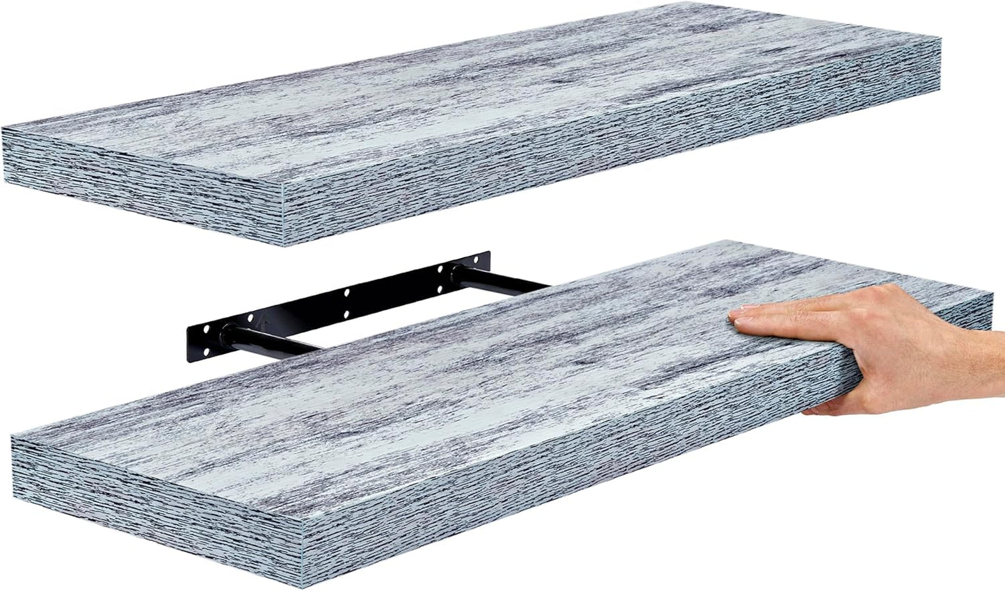 Sorbus Floating Shelves - 2 Pack 24 X 9 Inch Rustic Blue Wall Shelves for Bedroom, Kitchen, Living Room, Bathroom Shelves, Home Decor - Extra Long Floating Shelf for Trophy, Books Frames, Toilet Paper