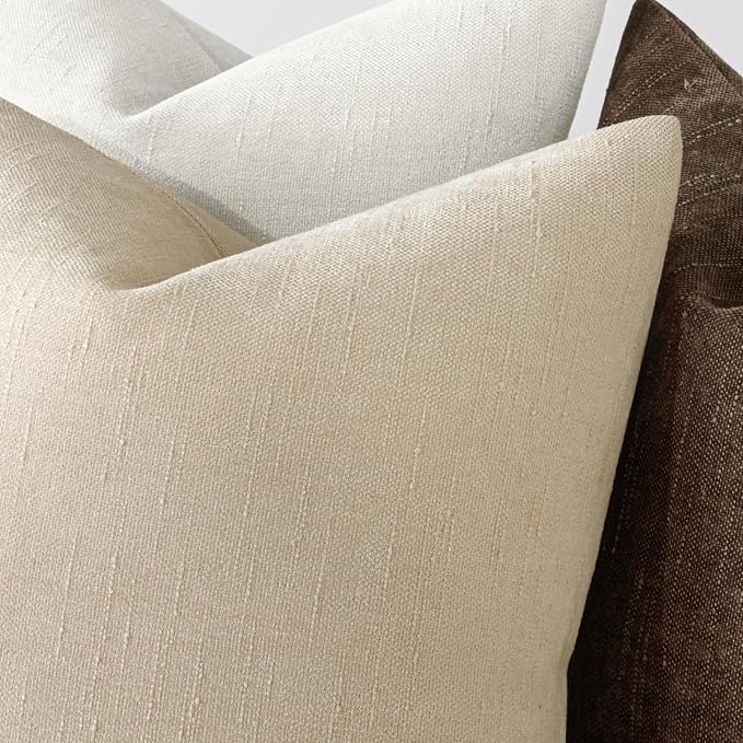 MIULEE Pack of 2 Decorative Throw Pillow Covers Soft Throw Pillows Solid Textured Cushion Covers Home Decor for Couch Sofa Bedroom Living Room 20x20 Inch, Beige Cement