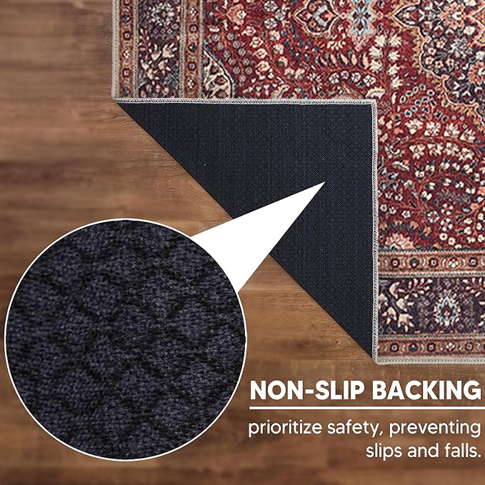 Keen Home Design 30"x144" Rug - Machine Washable Runner Rug with Non-Slip Backing, Ideal for Hallway, Entryway, Kitchen, Laundry Room - Vintage, Easy Clean, Durable, Low Pile - (2'6" x 12')