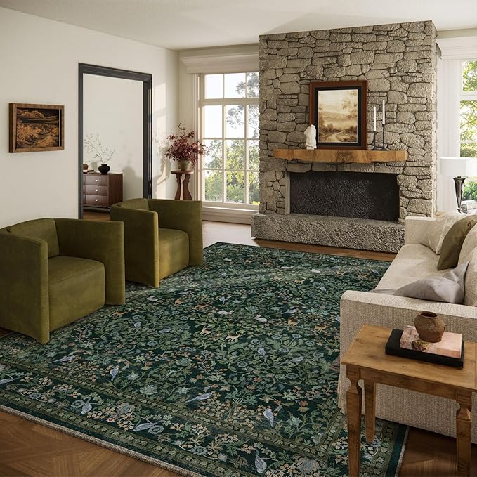 10x14 Area Rugs for Living Room: Washable Rug Non Slip Stain Resistant Ultra Soft Faux Wool Low Pile Lightweight Large Rugs for Dining Room Bedroom Nursery Under Table Rug Farmhouse Home Office Indoor