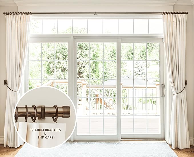 BlastHome® Non-Adjustable Luxury Extra Long Curtain Rod, 1 ¼” Rod Set, 13 foot Fixed Length (Three Rods Connect for a Seamless Look), Oil Rubbed Bronze