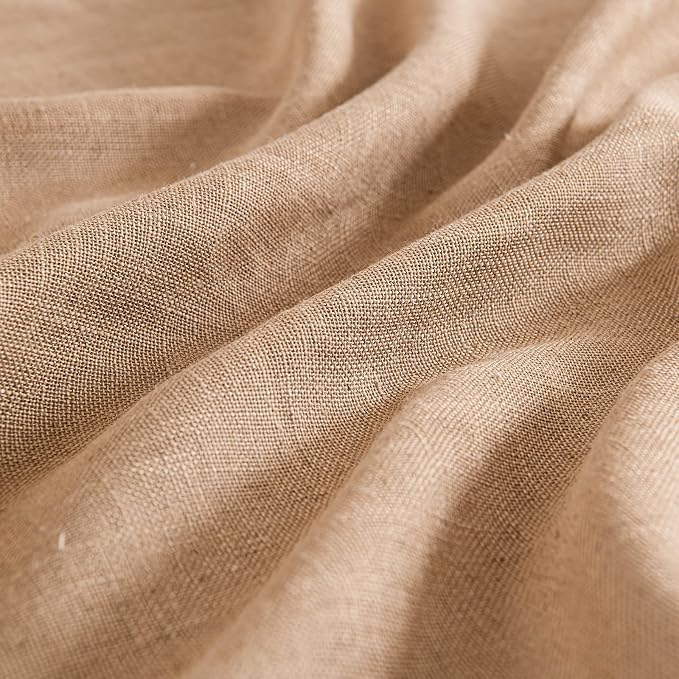 MIULEE Brown Linen Curtains 72 Inch Length 2 Panels for Bedroom Living Room, Soft Thick Linen Textured Window Drapes Semi Sheer Light Filtering Back Tab Rod Pocket Burlap Look Decor, W37xL72