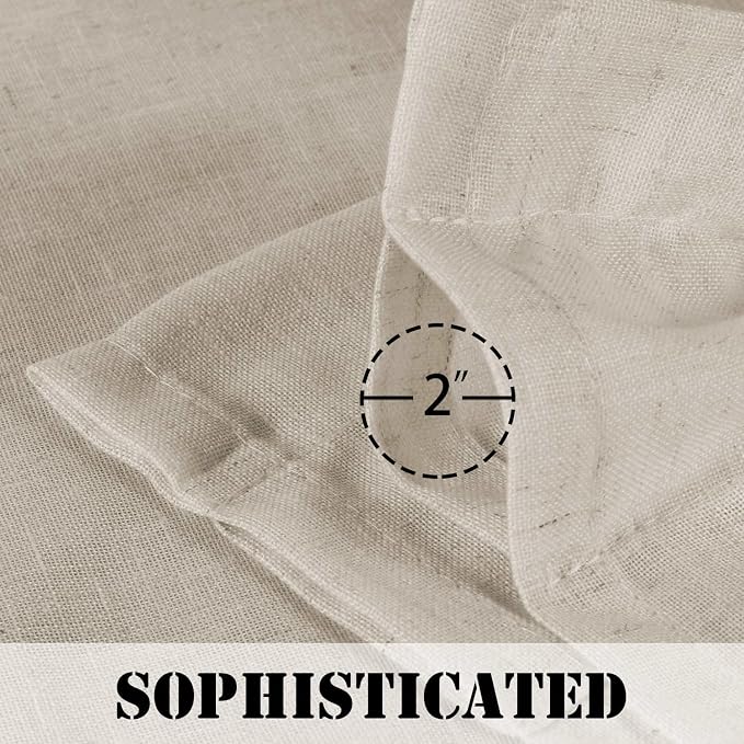 H.VERSAILTEX Natural Effect Extra Long Curtains 108 Inches Made of Linen Mixed Rich Material Rod Pocket Window Panel Drapes for Living Room/Dining Room/Bedroom Set of 2, Angora - 9 FT Tall