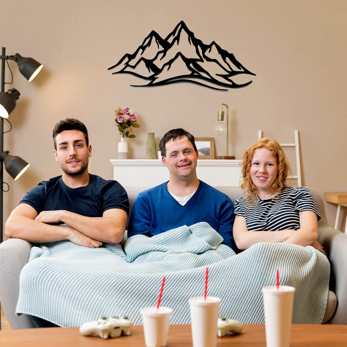 METALPLEX Mountain Range Metal Wall Art - Fade-Resistant and Rust-Free Indoor & Outdoor Aluminum Composite Wall Decor - Home Decor Wall Art For Living Room and Bedroom Decorations - White (30" x 14")