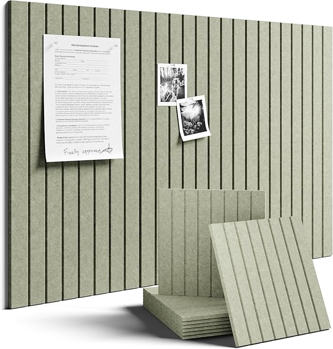 Fluxynara Large Felt Bulletin Board 36" x 24" Cork Board Alternative-6 Pack with 32 Safe Removable Adhesive Tabs, Cork Boards for Walls Cork Board for Home Office Classroom Pin Board - Sage Green