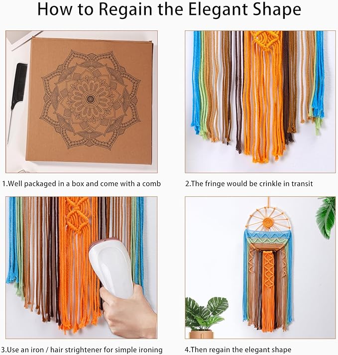 Artilady Sunburst Wall Decor Dream Catcher - Macrame Wall Hanging Large Dreamcatchers, Colorful Hand Woven Tapestry Sunshine Boho Room Decor for Bedroom Living Room Nursery (Sunshine)