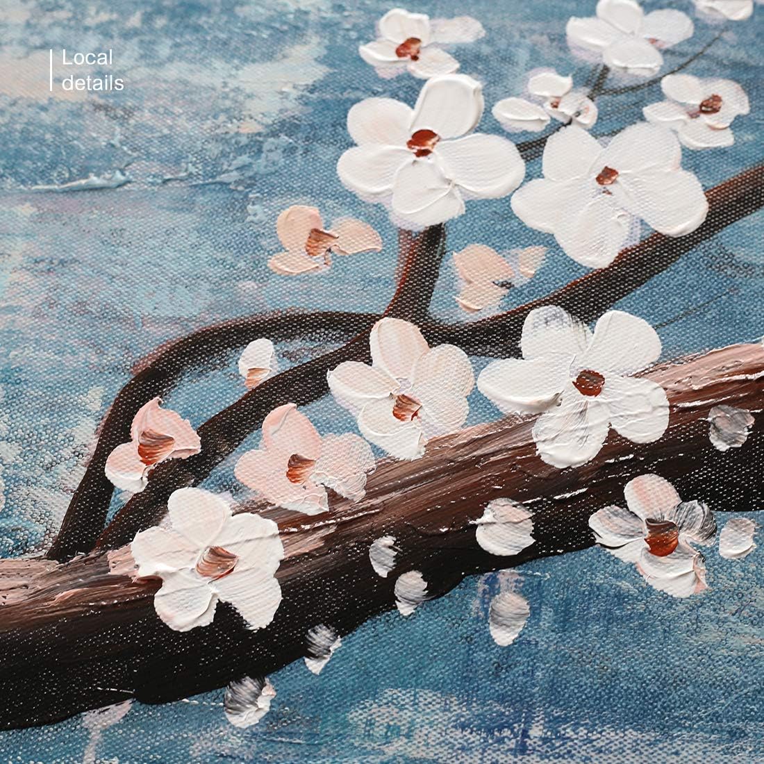 3 Piece Wall Art Hand-Painted Framed Flower Oil Painting On Canvas Gallery Wrapped Modern Floral Artwork for Living Room Bedroom Décor Teal Blue Lake Ready to Hang 12"x16"x3 panel