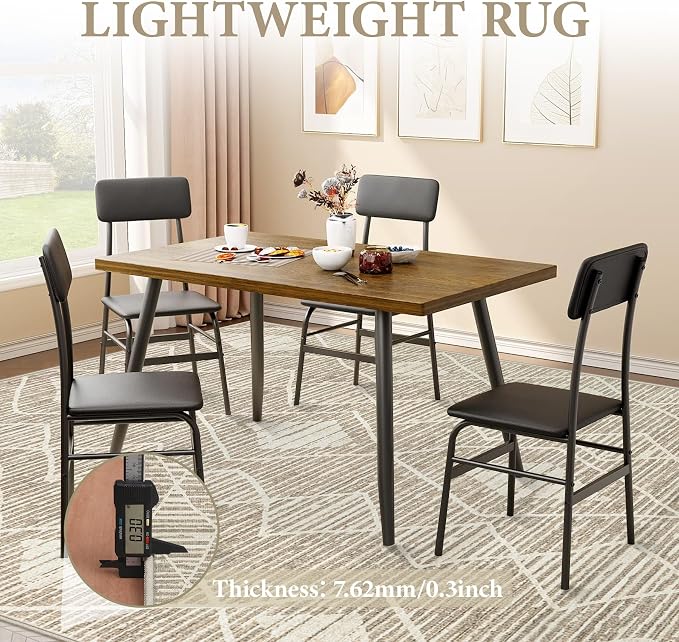 Area Rug Living Room Rugs 8x10 - Large Soft Boho Geometric Rug, Non-Slip Foldable Washable Rugs Non Shedding Morden Indoor Floor Carpet for Living Bedroom Office Dining Room(Cream Beige, 8'x10')