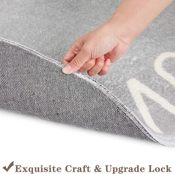 Topotdor Round Kids Play Rug Alphabet Nursery Area Rug Extra Large Soft Crawling Play Mat for Children Toddlers Bedroom (63 inch, Grey)