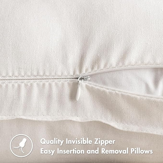 MIULEE Pack of 2 Decorative Linen Pillow Covers 18x18 Inch Pure White | Boho Farmhouse Modern Soft Spring Accent Throw Pillows Neutral Cushion Covers for Sofa Couch Bed Living Room Home Decor