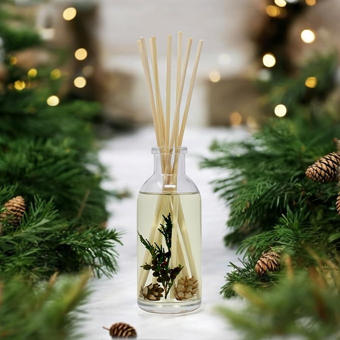 Urban Naturals Reed Diffuser Set, Balsam Forest - Bathroom Shelf Décor | REAL Juniper and Pine cones, Fragrance notes of Fraser Fir, Evergreen, Pine, Woodsy Cedar and Sandalwood, Vegan