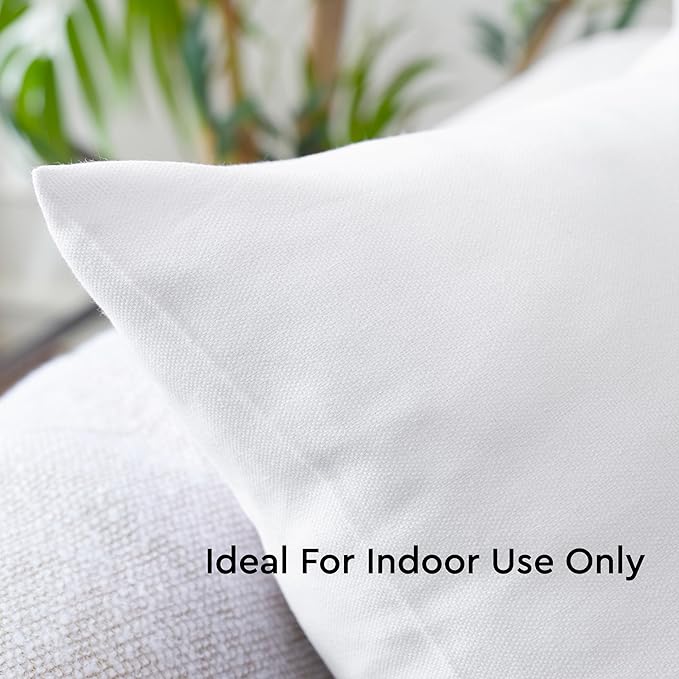 Encasa XO Throw Pillow Covers 18x18 in Set of 2 White | No Inserts | Cotton Pillow Covers for Living Room, Bed, Sofa, Couch | Decorative Cushion Covers with Improved Zipper