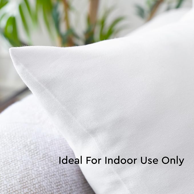 Encasa XO Throw Pillow Covers 22x22 in Set of 2 White | No Inserts | Cotton Pillow Covers for Living Room, Bed, Sofa, Couch | Decorative Cushion Covers with Improved Zipper