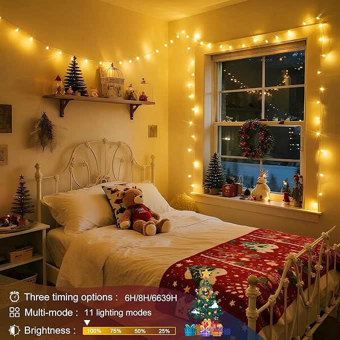 JMEXSUSS Globe String Lights Indoor Color Changing Christmas Lights Plug in | Warm White & Multicolor String Lights with Remote for Bedroom Room Tree Party Christmas Decor