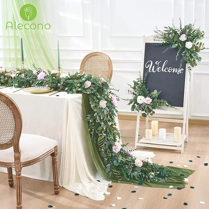 Alecono 300pcs Mixed Eucalyptus Leaves Stems Bulk, 4 Kinds Artificial Greenery Stems Faux Sliver Dollar Fake Greenery for Centerpieces Wedding DIY Bouquets Floral Arrangement Party Decor