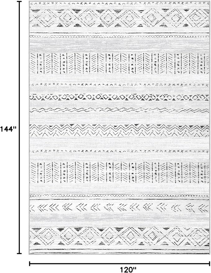 cotiled 10x12 Area Rugs Living Room Rug: Washable Boho Rugs with Non Slip Backing Large Soft Indoor Stain Resistant Carpet for Bedroom Farmhouse Dining Room Lightweight Home Decor Dark Grey