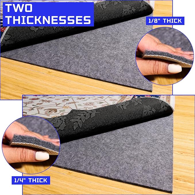Waterproof Non-Slip 1/5” Extra Thick 9x12 ft Rug Pad for Large Area Rugs Durable Felt Floor Protection pad for All Floors, Suitable for Cutting. Rug Pads Keep Rugs in Place and Provide Cushioning