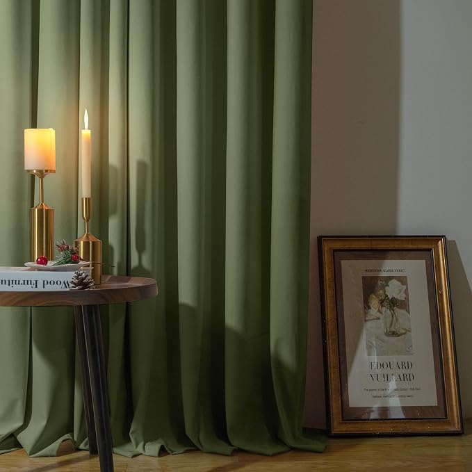 YoungsTex Sage Green Velvet Curtains, Drapes 84 Inches Long 2 Panels Set Room Darkening with Grommet Window Treatments Privacy for Bedroom Living Room, 52 X 84 Inch