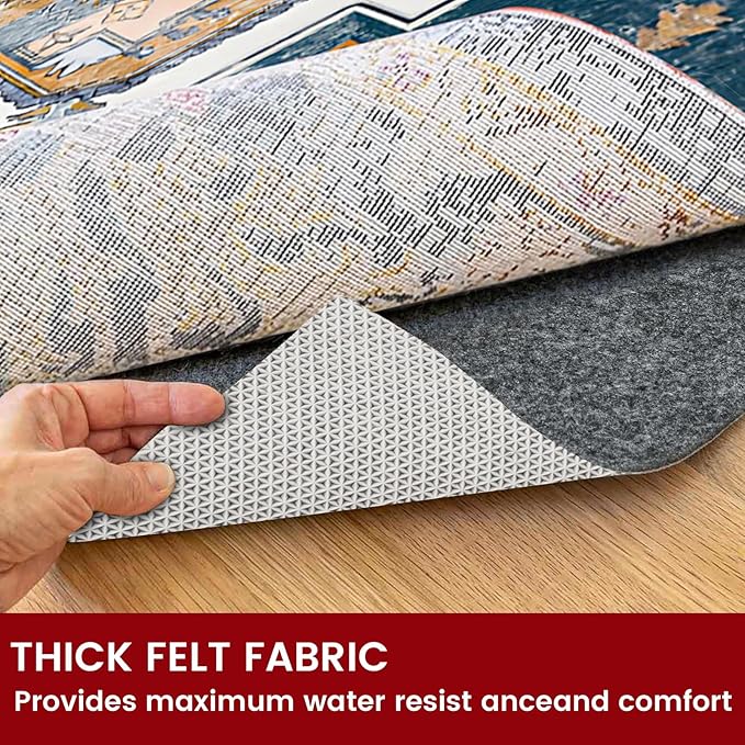 Waterproof Rug Pad, 10x14 ft Area Rug Non-Slip Carpet Pad, Non-Slip Rug Pads for All Floors and Finishes, Felt Pad for Hardwood Floors, Keeps Carpets in Place Soft and Safe