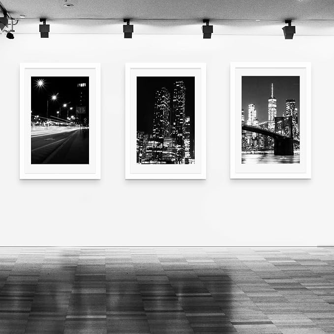 Picrit 24x36 Picture Frame 3 Pack, White Poster Frame, Display Poster 20 x 30 with Mat or 24 x 36 without Mat for Horizontal or Vertical Wall Mounting