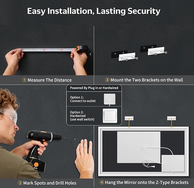 72"x36" LED Bathroom Mirror with Lights, Backlit + Front Lit with CRI>90, Lighted Mirror for Bathroom, Anti-Fog, Dimmable Brightness, 3 Colors, Memory Function, Shatterproof Tempered Glass