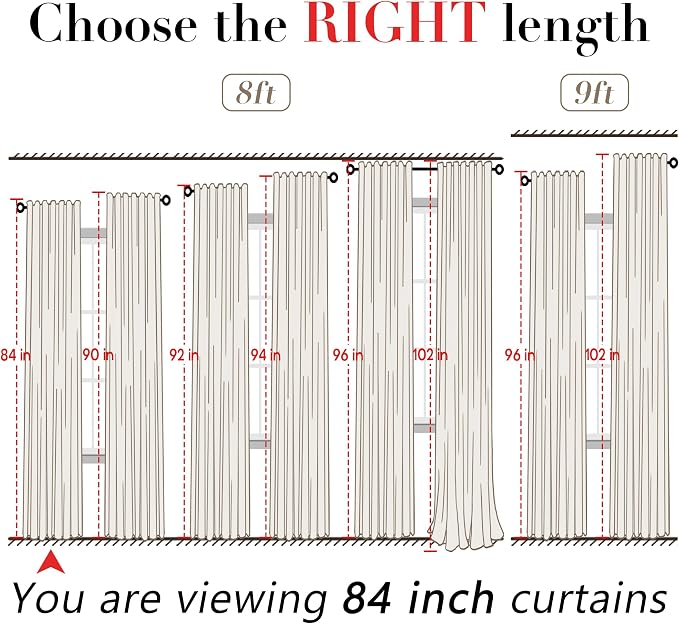 XTMYI Olive Green Linen Curtains, Light Filtering Sheer Window Treatments, Boho Floor to Ceiling Curtains for Bedroom Aesthetic Living Room, 84 Inches Long, 2 Panels Set