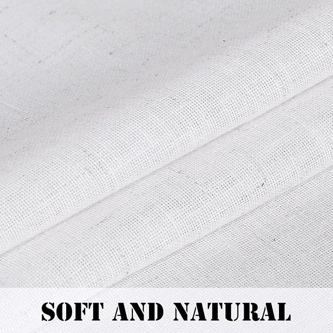 H.VERSAILTEX Elegant Natural Linen Blended Curtains Energy Efficient Light Filtering Rod Pocket Window Treatments Panels for Living Room Not Solid (Set of 2, Heathered White, 52 Inch x 72 Inch)