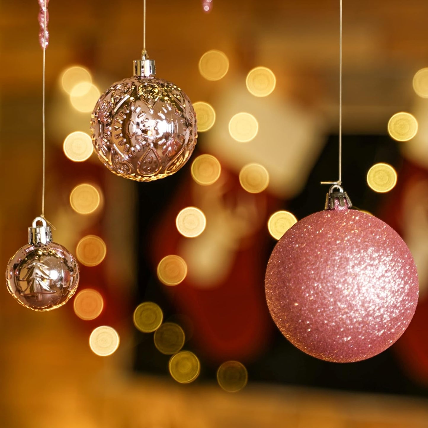 Christmas Ball Ornaments for Christmas Decorations - 41 Pieces Xmas Tree Pink Shatterproof Ball Ornaments with Hanging Loop for Holiday and Party Decoration