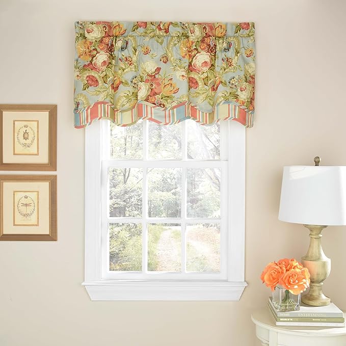Waverly Spring Bling Vapor - Valance - 100% Cotton - Elegant Textured Look - 52" X 18"
