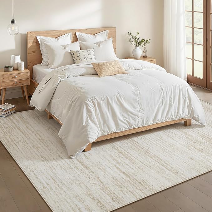 Area Rug 5x7 Living Room Rugs: Washable Modern Rug Non-Slip Soft Rugs Stain Resistant Printed Rug Indoor Carpet for Bedroom Kitchen Dining Room Nursery Home(Beige, 5'x7')